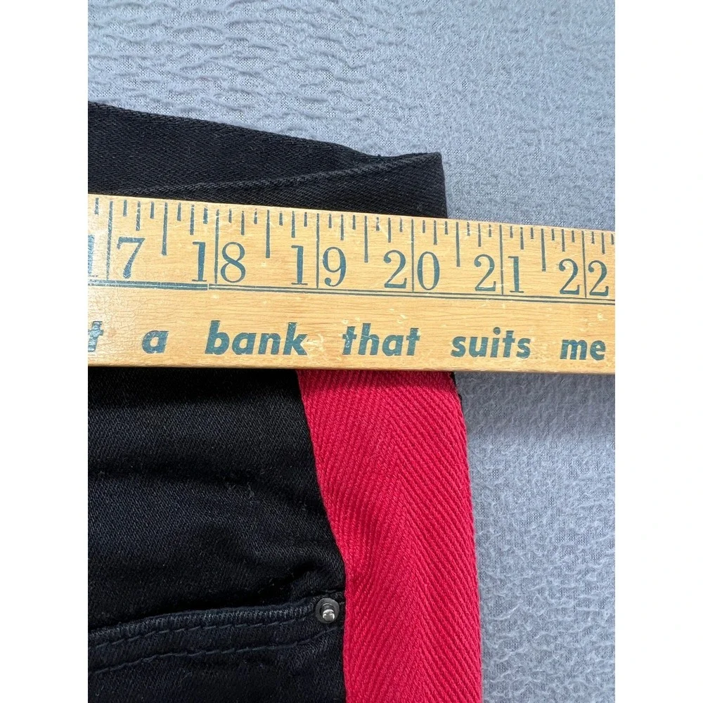 MNML Jeans Mens 38 Black Denim Red Side Stripe Zipper Ankle Slim Fit